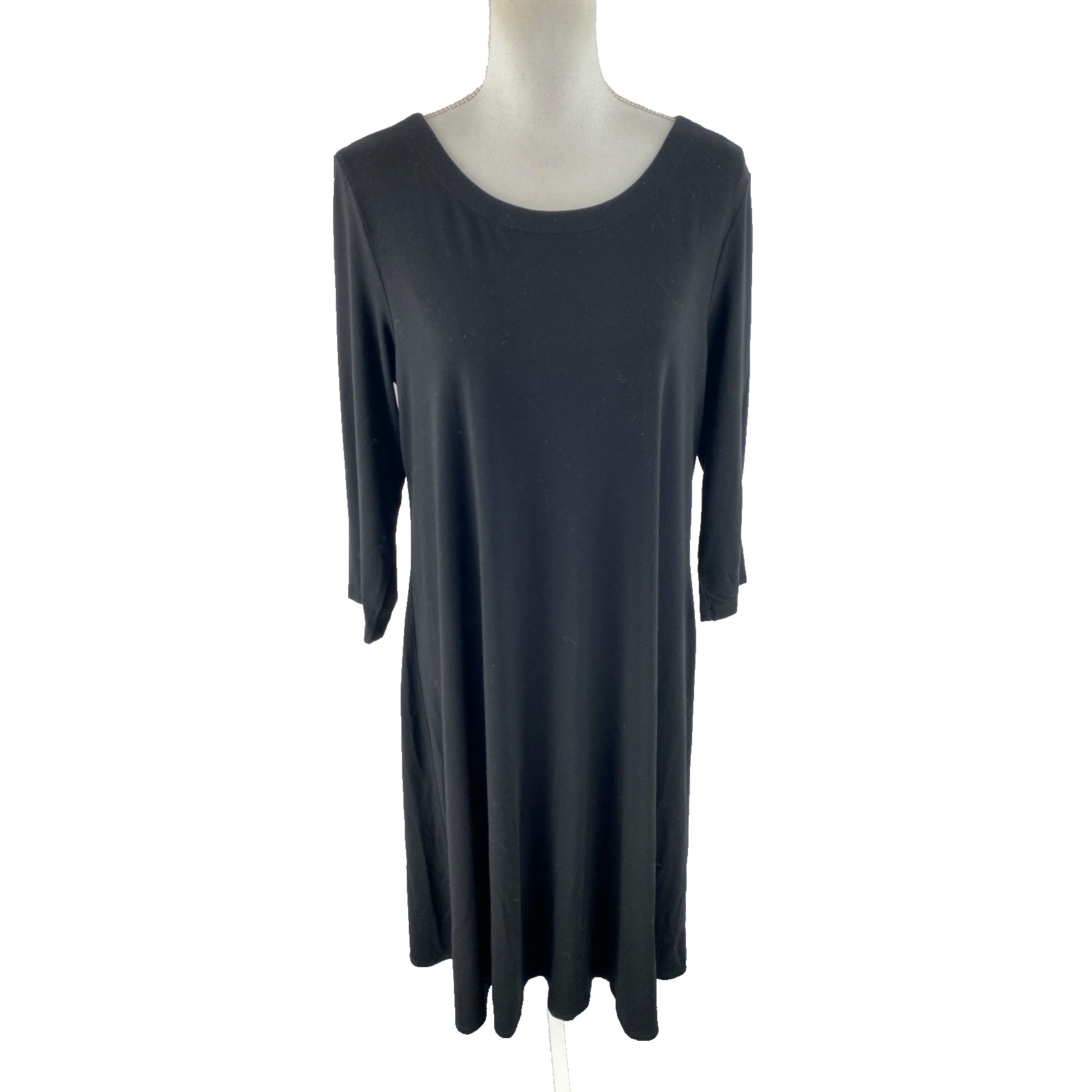 Tianello Womens Xl Balet Dress Midi Minimalist 3/4 Sleeve Tencel Blend